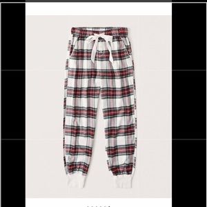 Abercrombie White Plaid PJ Jogger Medium M